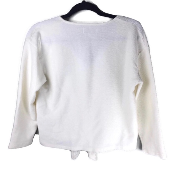 Madewell Texture & Thread Jacquard Tie Front Long Sleeve Cream Top Size Small - Picture 3 of 10